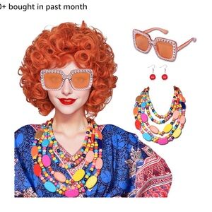Three’s Company “Mrs. Roper” wig, sunglasses, jewelry